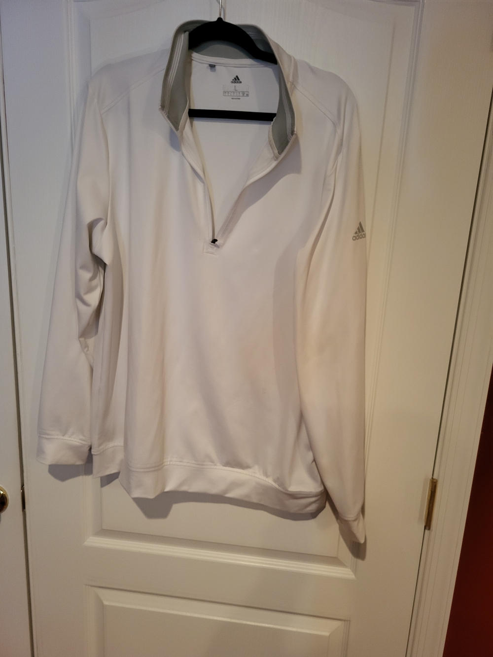 adidas White Quarter-Zip Pullover with Gray Trim